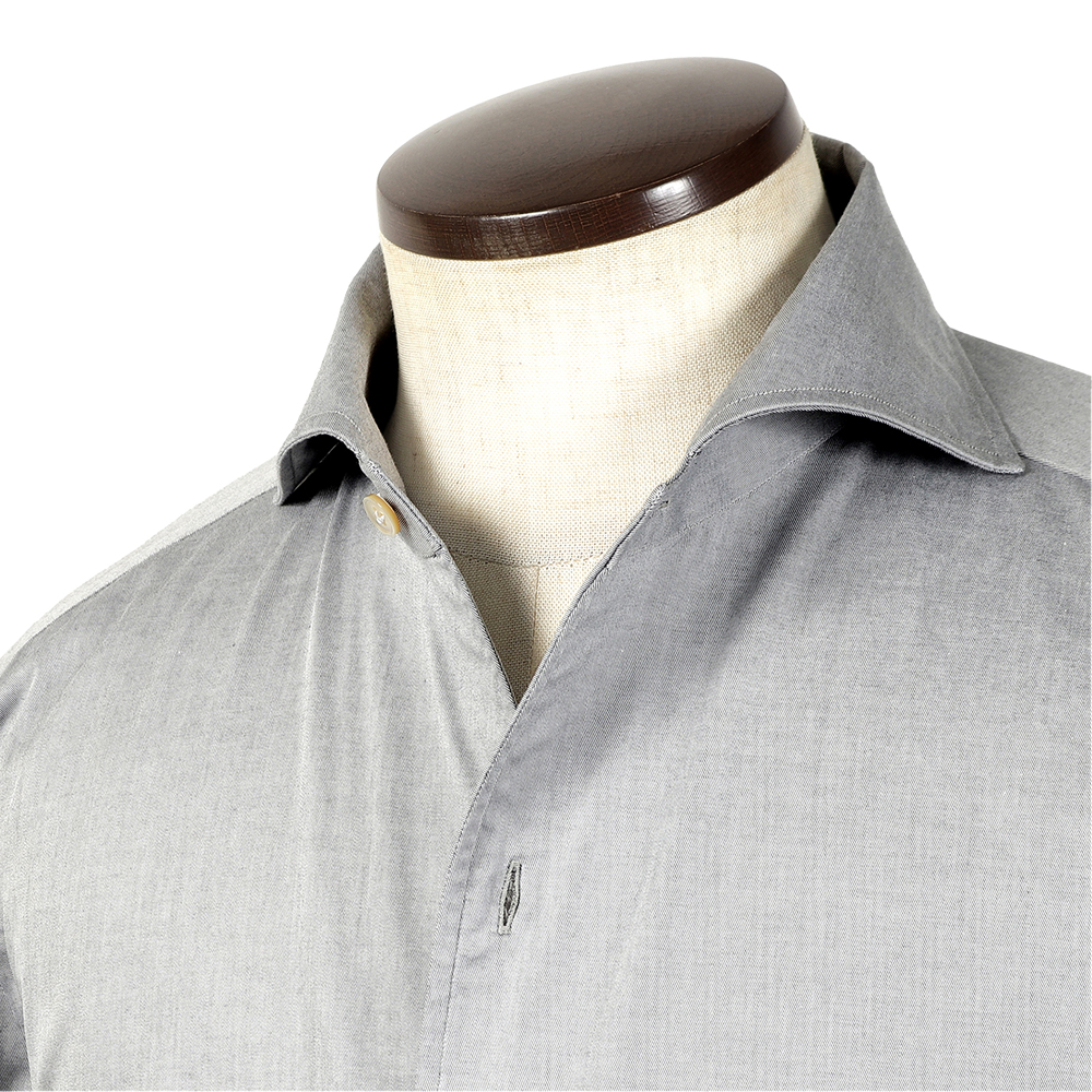 ルイジ ボレッリ Luigi Borrelli コットン ホリゾンタルカラー ドレスシャツ ライトブルー【サイズ表記なし（S位）】【メンズ】