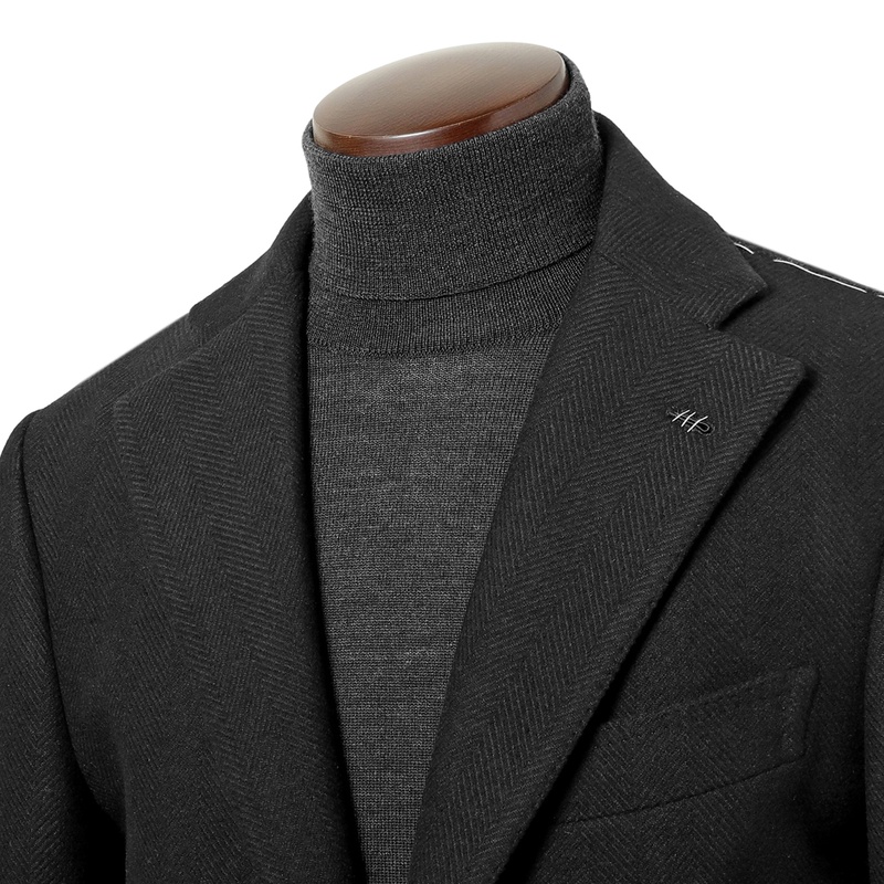 ウールカシミヤヘリンボーンシングルチェスターコート／TORINO