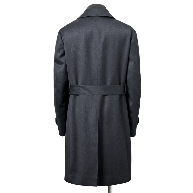 ウールツイルバルカラーベルテッドコート／ROMA（ネイビー） | OUTER