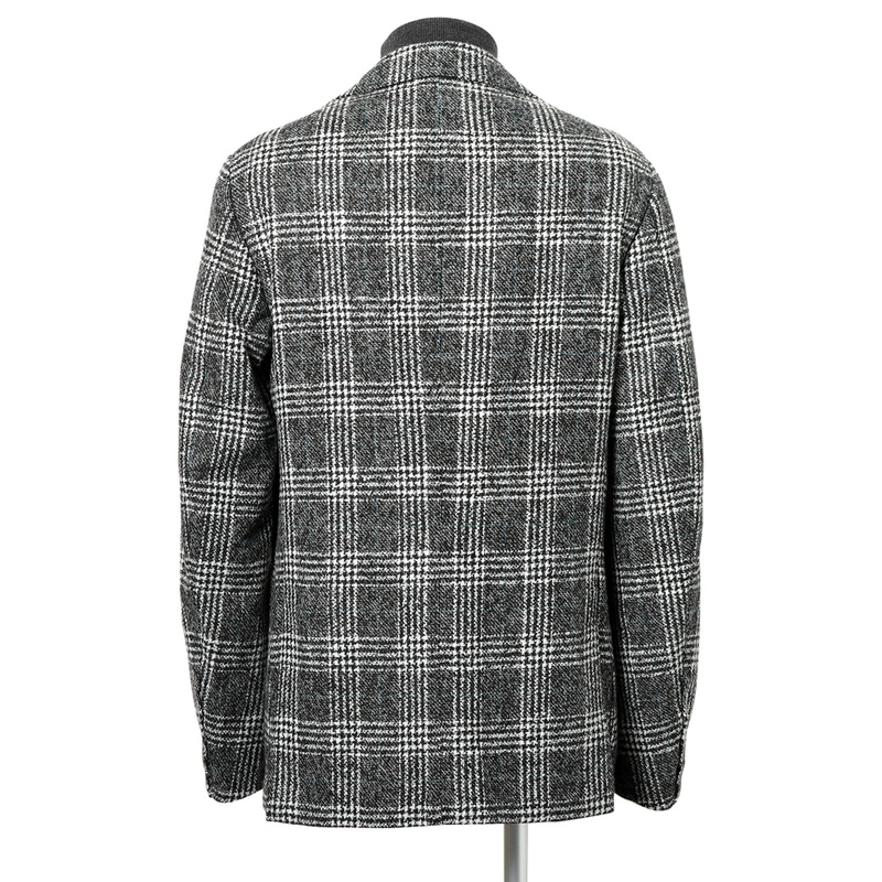 ウールモヘアナイロンカシミヤグレンチェック3Bシングルジャケット