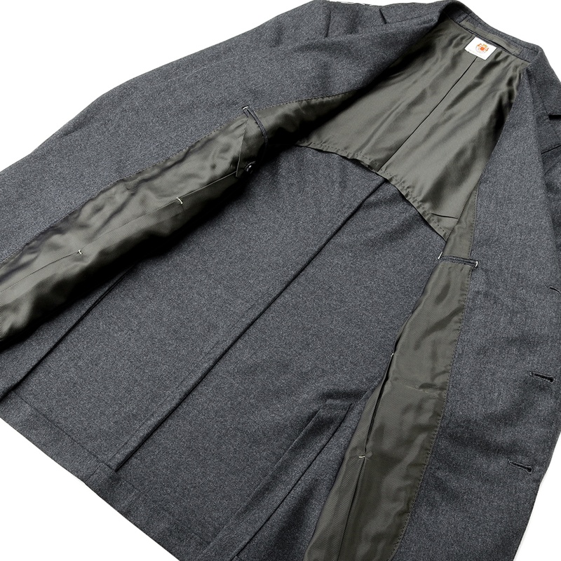 ウールライトフランネルシングルスーツ／PROCIDA（チャコールグレー