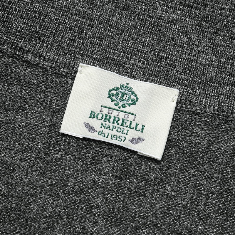 ウールハイゲージ長袖ニットポロ／12KN907（チャコールグレー） | TOPS