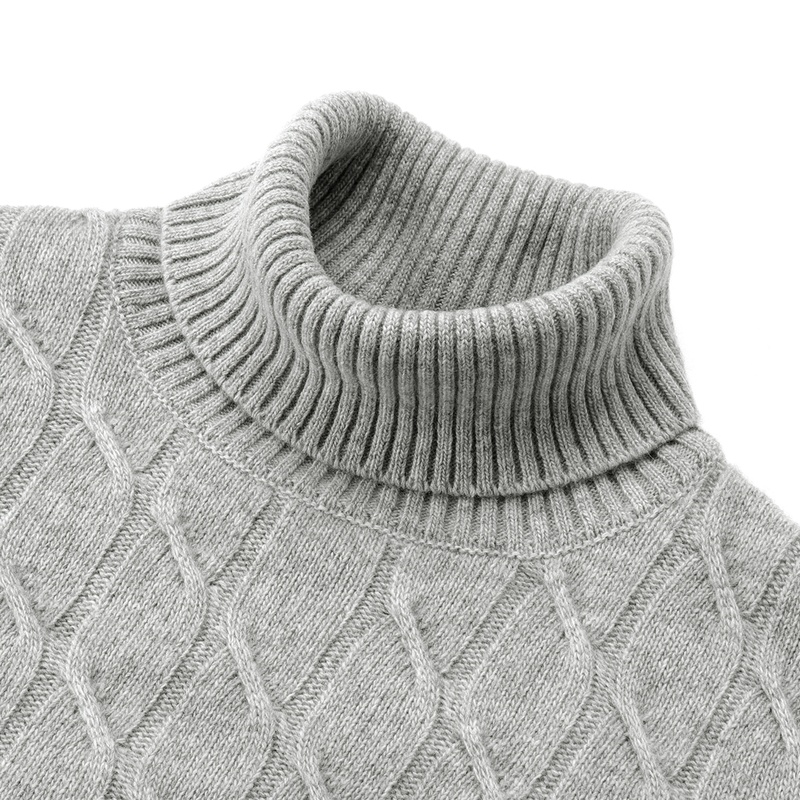 ウールカシミヤケーブル編みタートルネックニット／07KN929（ライト