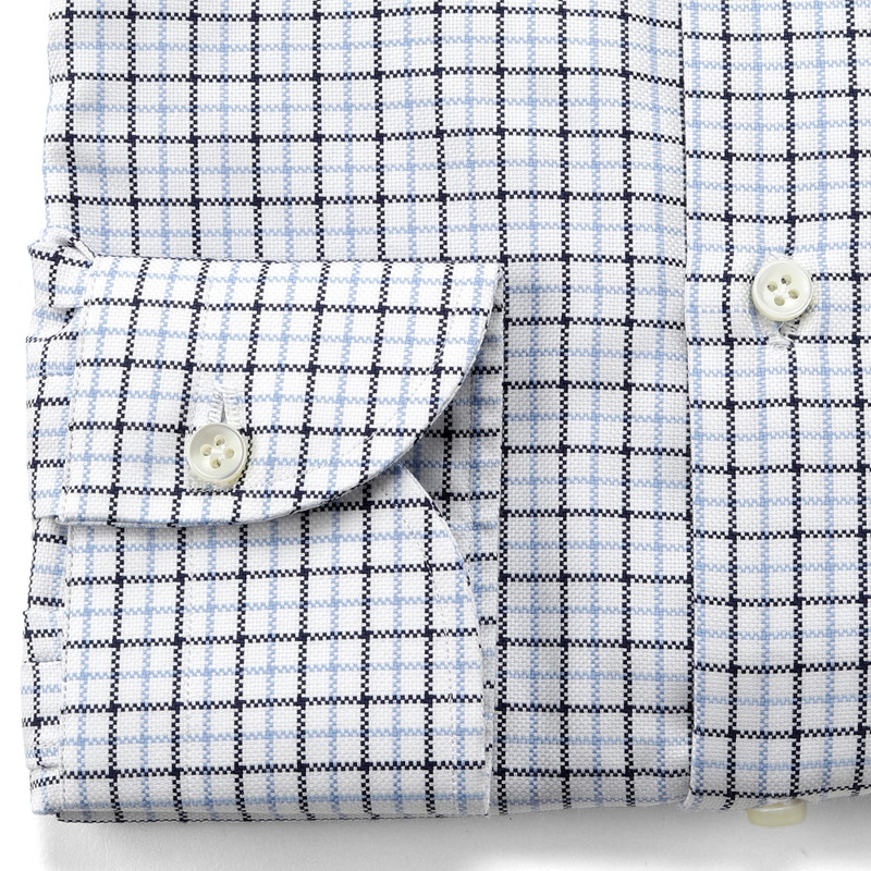 コットンオックスタッターソールチェックセミワイドカラードレスシャツ