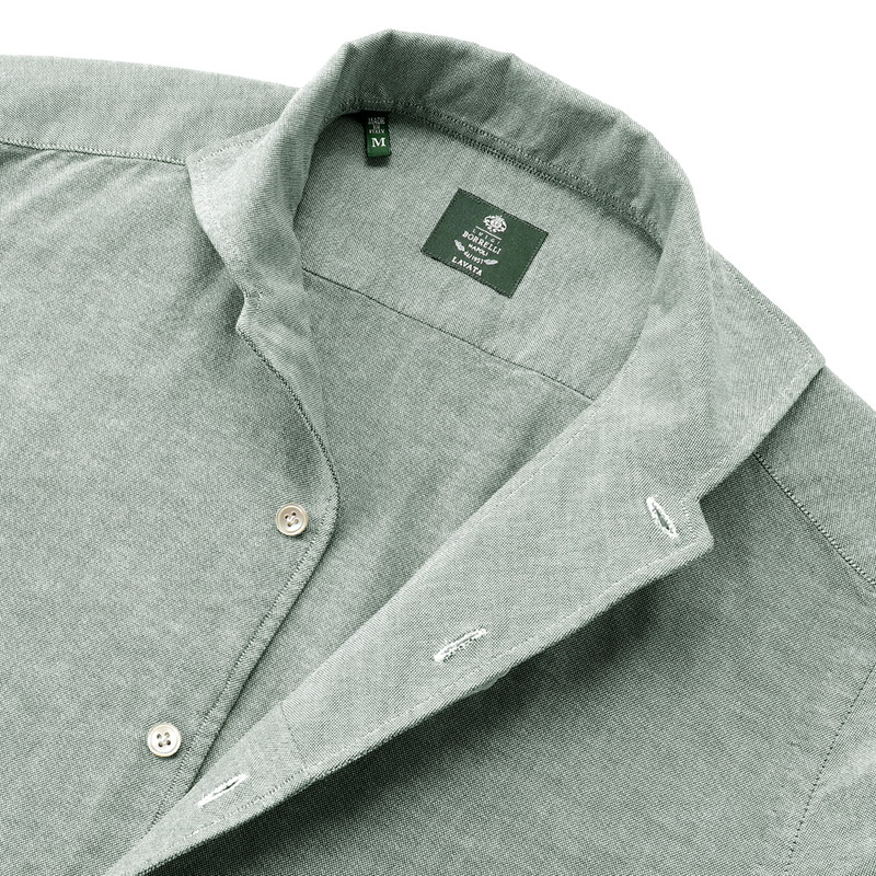 コットンオックスイタリアンカラーカジュアルシャツ／VESUVIO-EX