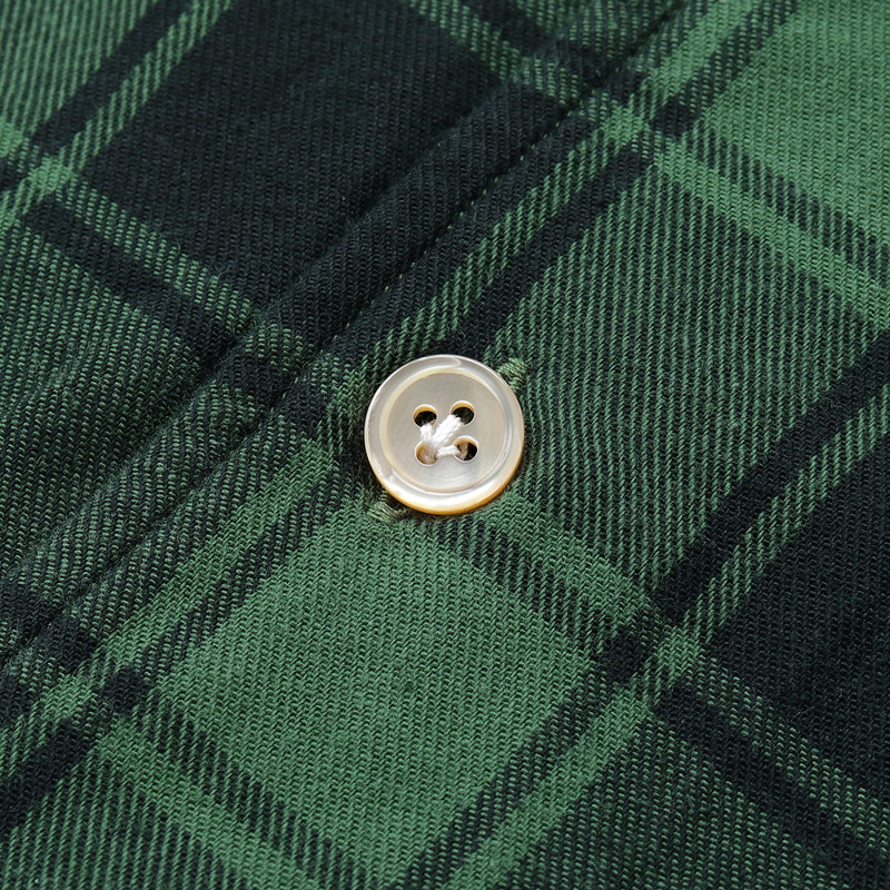 コットン微起毛ツイルチェックイタリアンカラーカジュアルシャツ