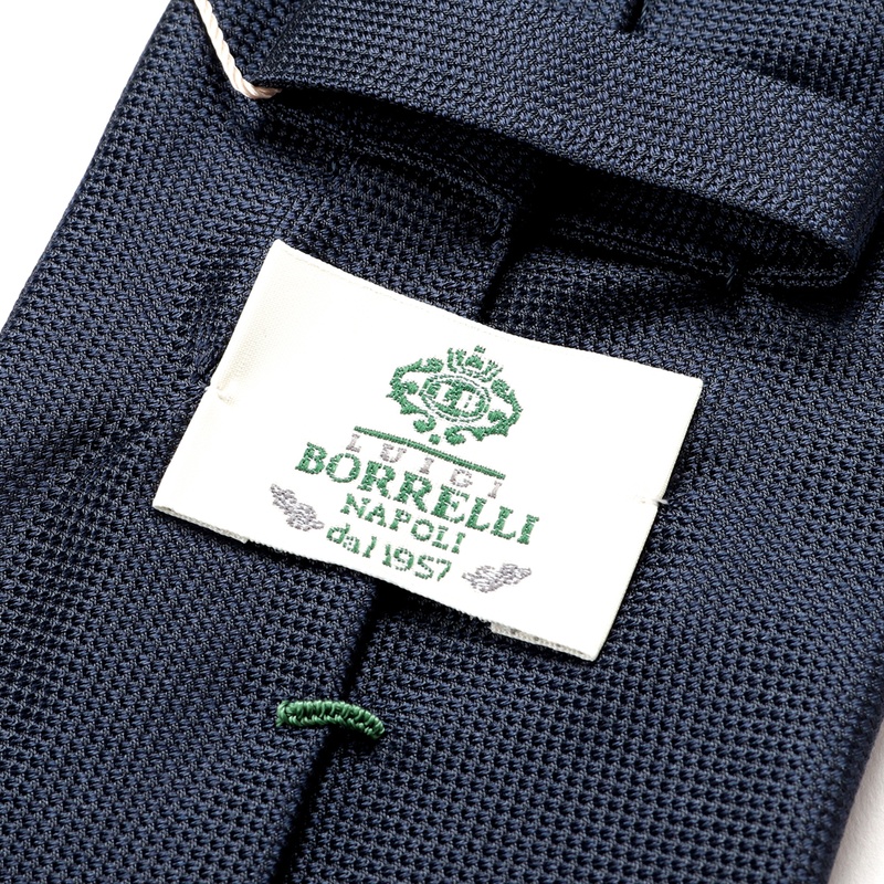 新品　ルイジボレッリ　ネクタイ　ダークネイビー　無地　ソリッド　タグ付 新品 ルイジボレッリ ネクタイ ダークネイビー 無地 ソリッド タグ付