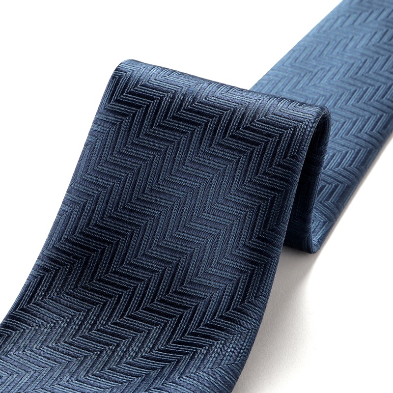 シルクジャカードビッグヘリンボーンネクタイ／3294（ネイビー