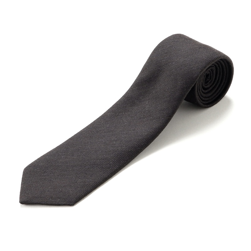 ウールコットンツイルソリッドネクタイ／459018（ダークブラウン