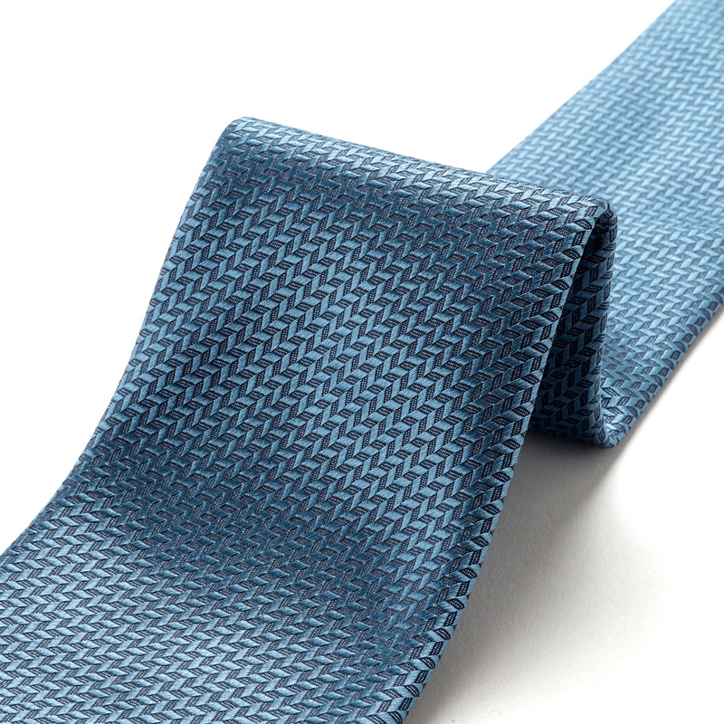 シルクジャカードヘリンボーンネクタイ／4142（ターコイズブルー