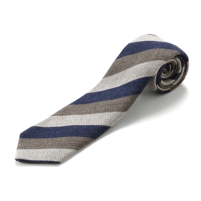 ウールヘリンボーンレジメンタルネクタイ／1131（インディゴブルー