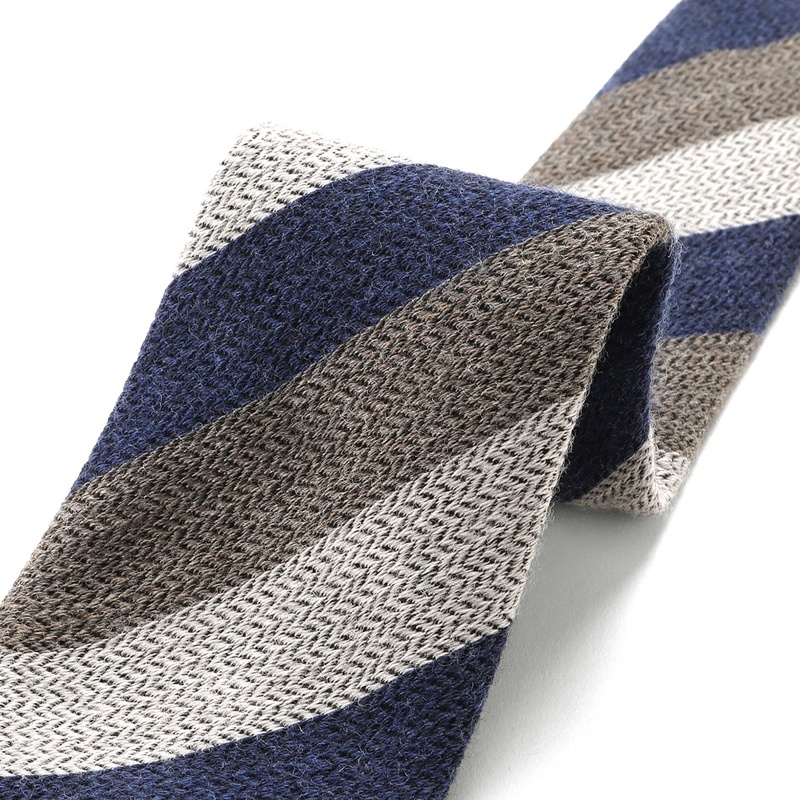 ウールヘリンボーンレジメンタルネクタイ／1131（インディゴブルー