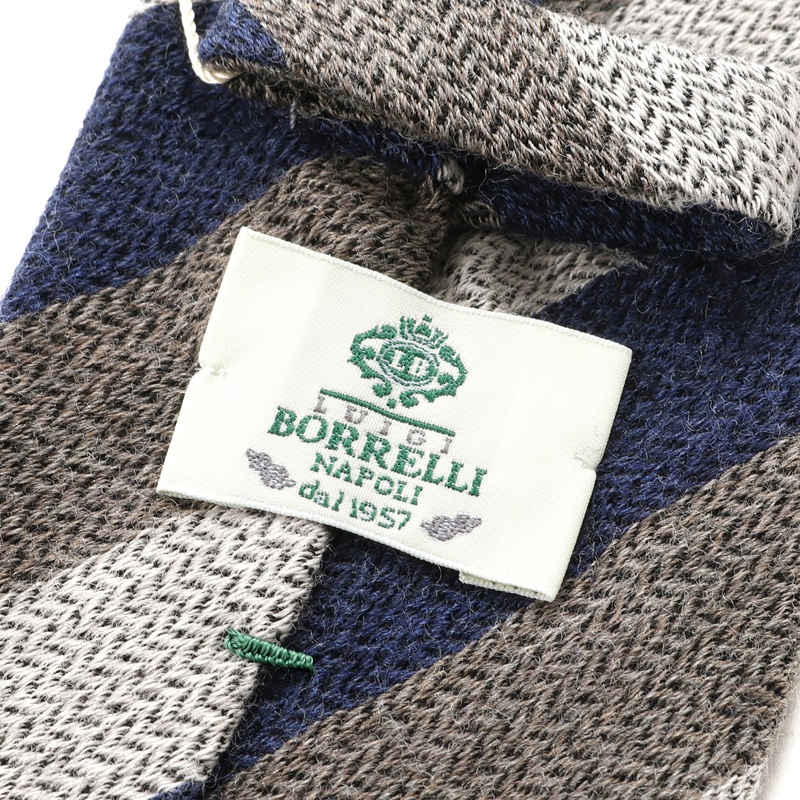 BORRELLI ボレッリ　レジメンタルネクタイ ダークブルー/グレー BORRELLI ボレッリ レジメンタルネクタイ ダークブルー/グレー｜シルク
