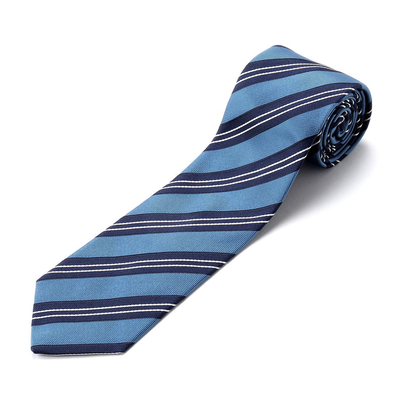 シルクジャカードレジメンタルネクタイ／453073（サックスブルー