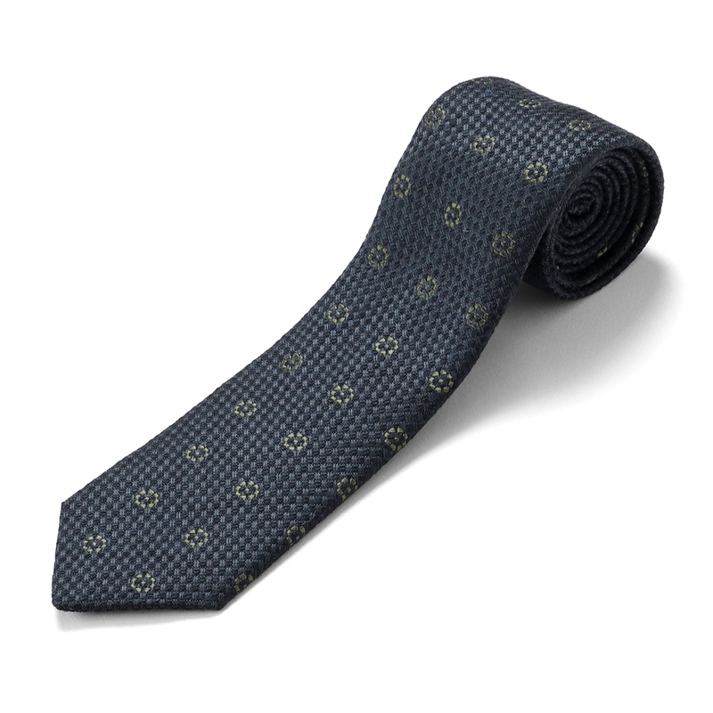 ウールシルクジャカード小紋柄ネクタイ／351059（ネイビー） | Wool