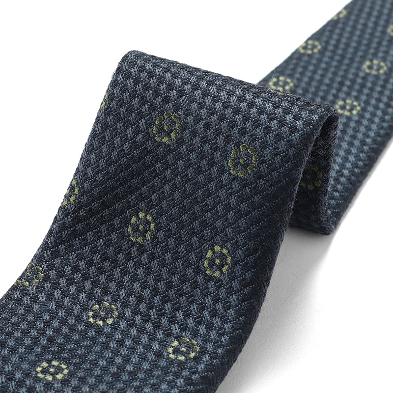 ウールシルクジャカード小紋柄ネクタイ／351059（ネイビー） | Wool