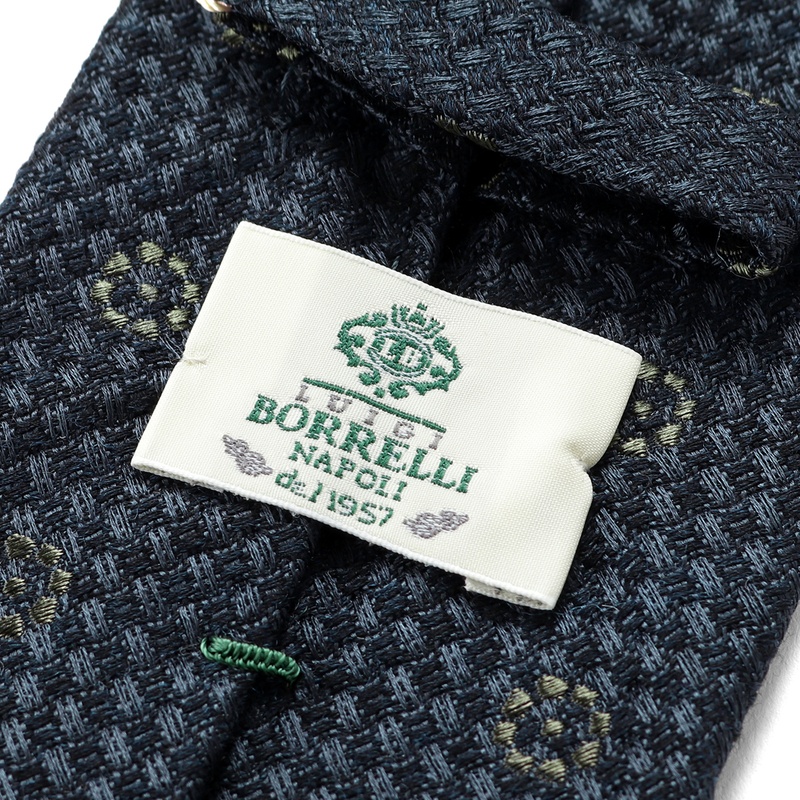 ウールシルクジャカード小紋柄ネクタイ／351059（ネイビー） | Wool
