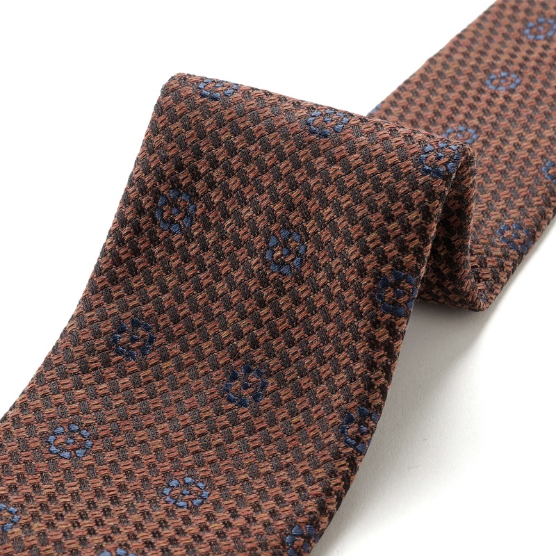 ウールシルクジャカード小紋柄ネクタイ／351059（ブラウン） | Wool