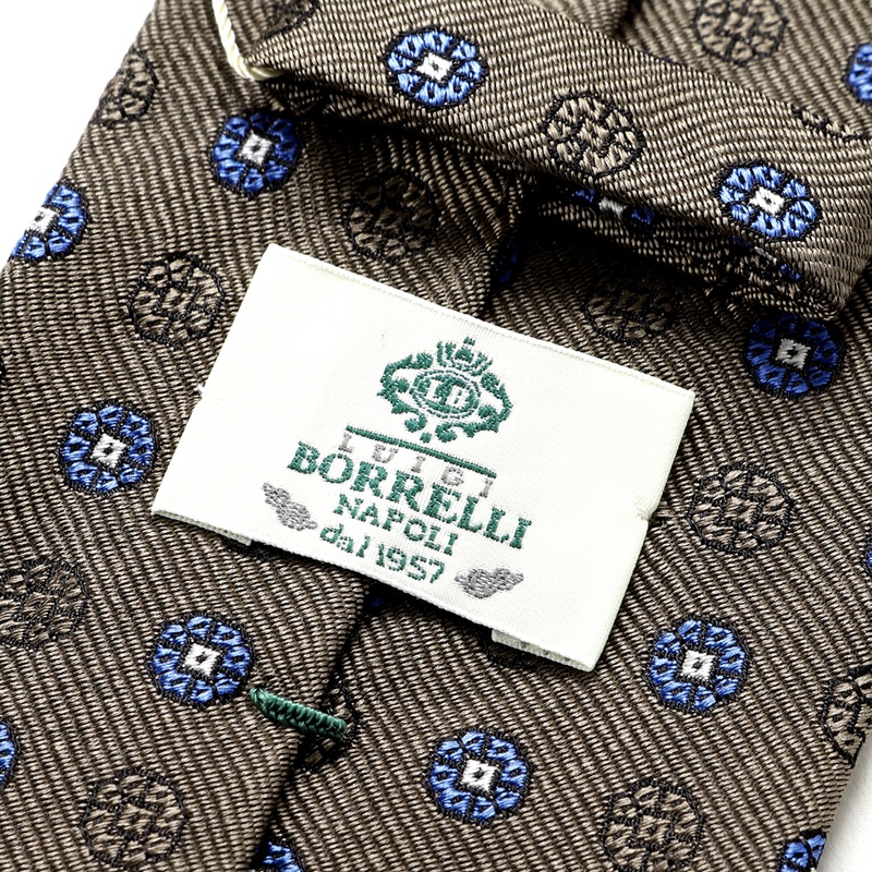 シルクツイルジャカード小紋柄ネクタイ／6509（グレイッシュブラウン