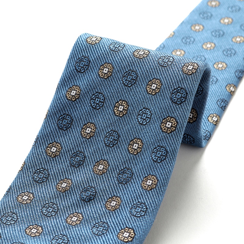 シルクツイルジャカード小紋柄ネクタイ／6509（ブルー） | Silk Tie