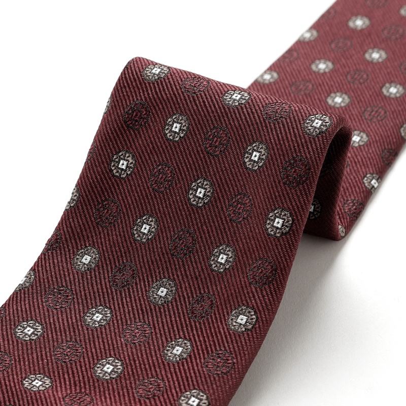シルクツイルジャカード小紋柄ネクタイ／6509（ボルドー） | NECKTIE