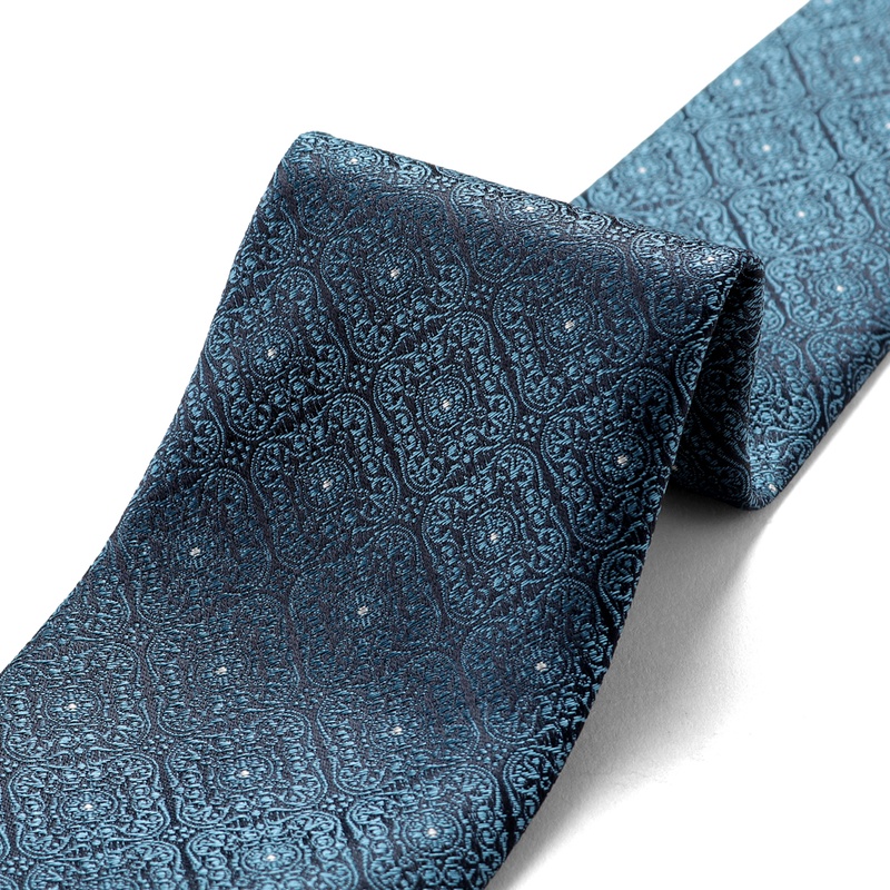 シルクジャカード幾何学柄ネクタイ／6633（ブライトネイビー） | Silk