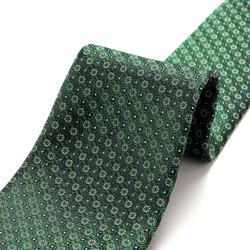 シルクジャカード小花小紋柄ネクタイ／453041（グリーン） | Silk Tie