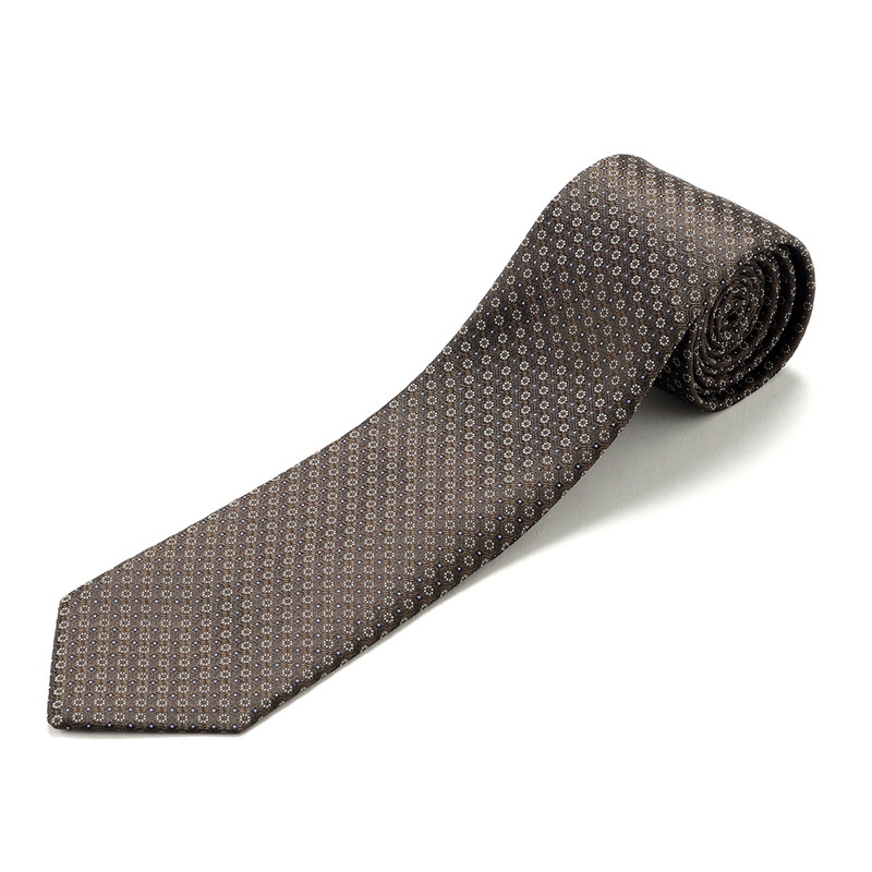 シルクジャカード小花小紋柄ネクタイ／453041（ブラウン） | Silk Tie