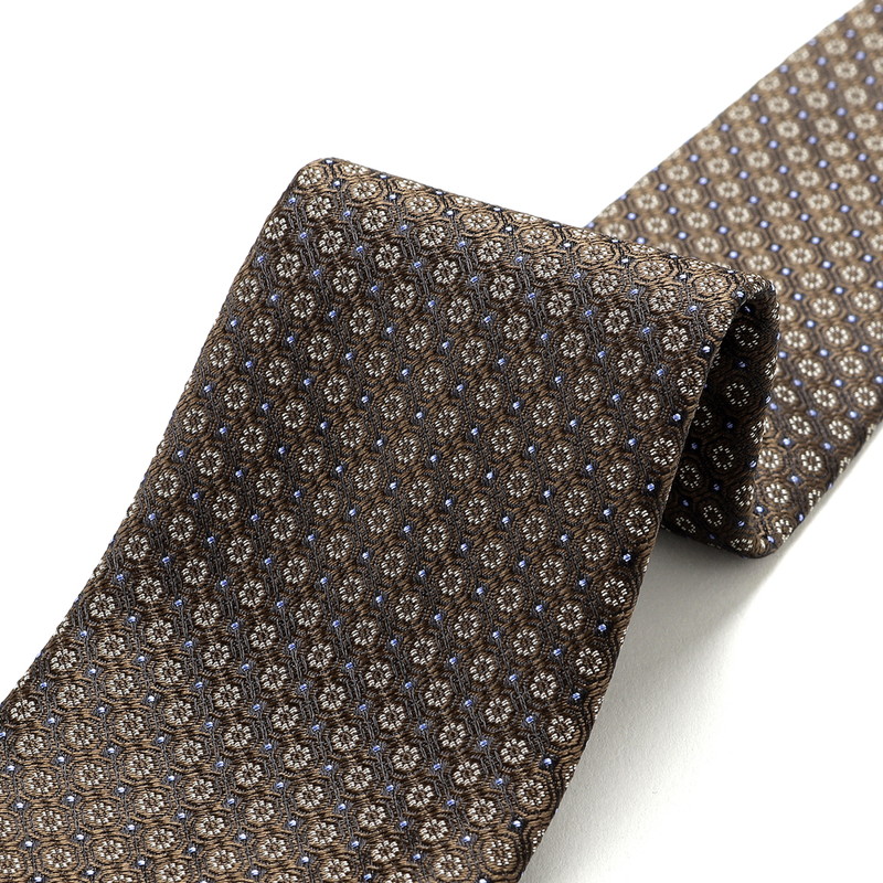 シルクジャカード小花小紋柄ネクタイ／453041（ブラウン） | Silk Tie