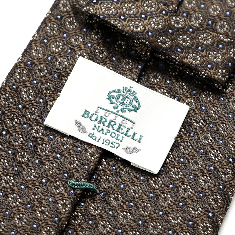シルクジャカード小花小紋柄ネクタイ／453041（ブラウン） | Silk Tie