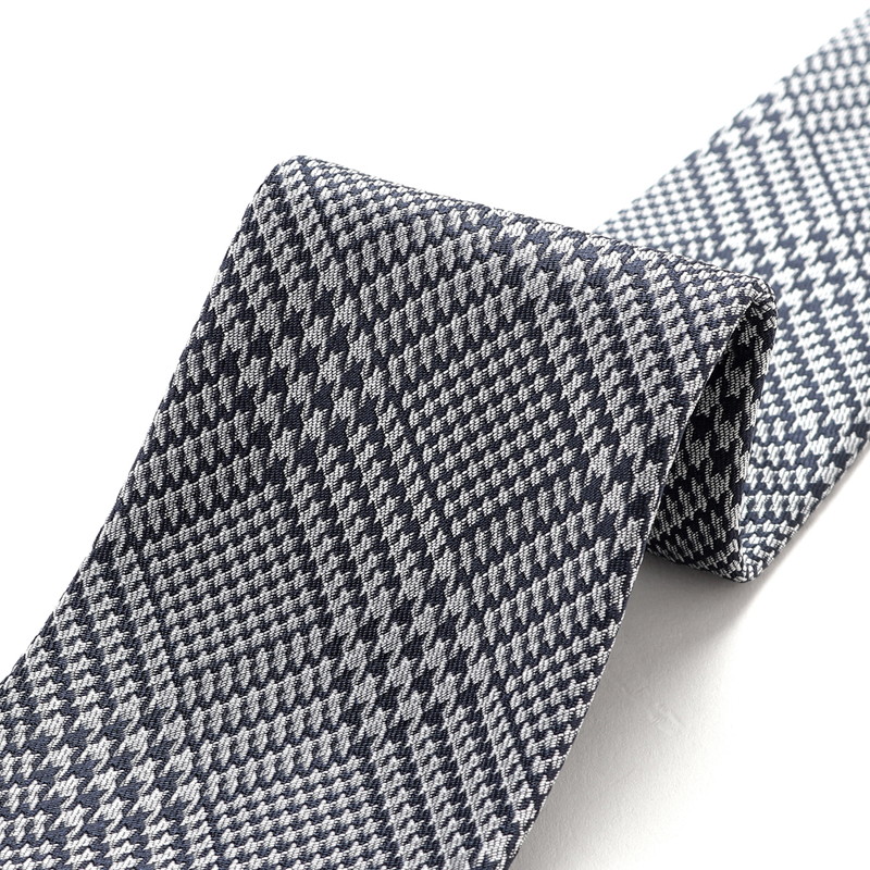 シルクジャカードグレンチェックネクタイ／453051（ライトグレー