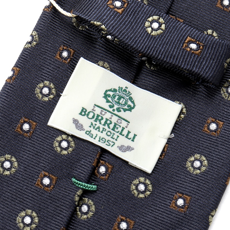 シルクジャカード小紋柄ネクタイ／463099（ダークネイビー） | Silk