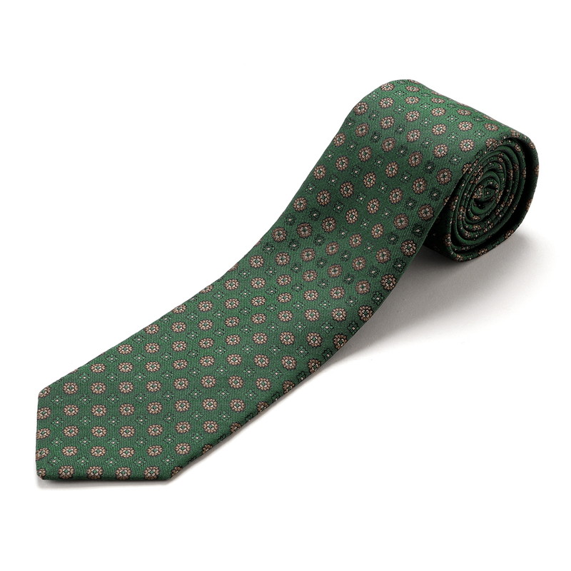 シルクジャカード小紋柄ネクタイ／450739（グリーン） | Silk Tie