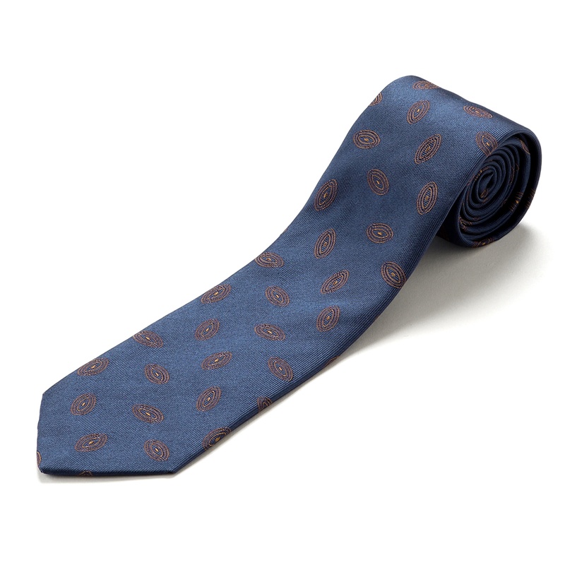 シルクツイル小紋柄ネクタイ／459026（ブルー） | Silk Tie | LUIGI