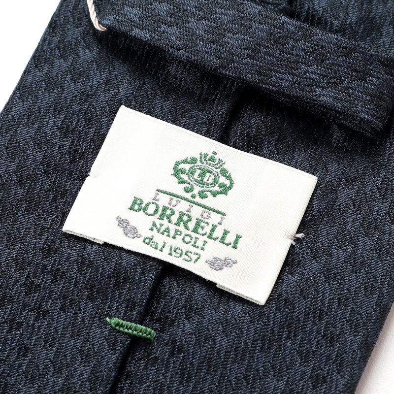 シルクジャカード千鳥格子柄ネクタイ／1129（インディゴブルー