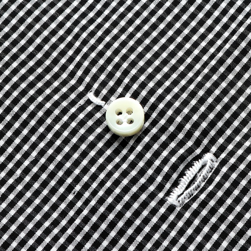 コットンポプリンマイクロチェックホリゾンタルカラードレスシャツ