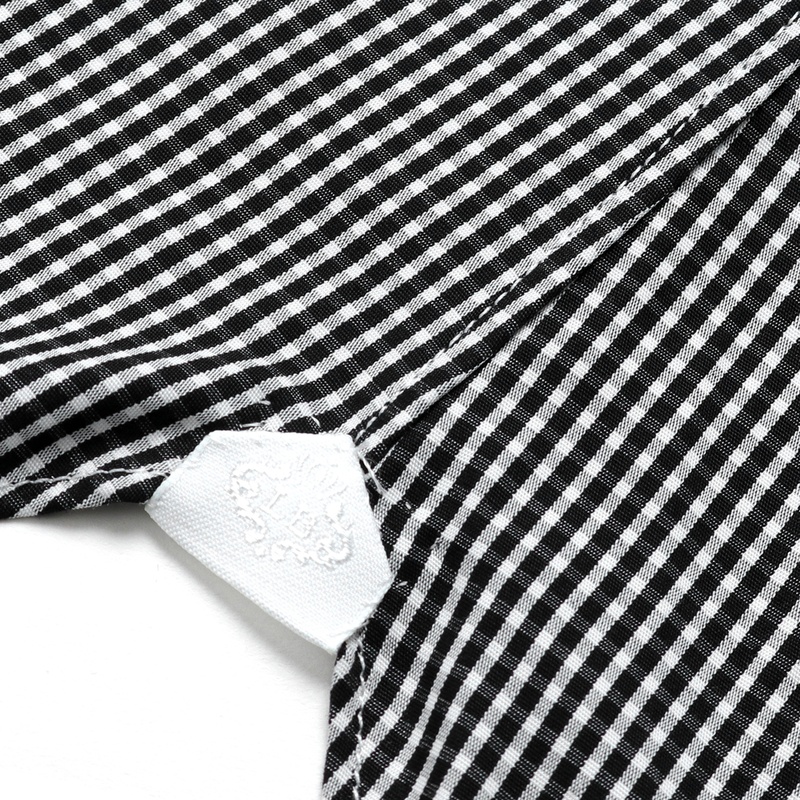 コットンポプリンマイクロチェックホリゾンタルカラードレスシャツ