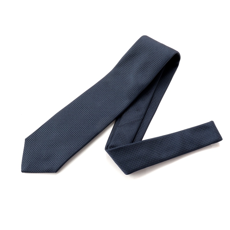 C*。様 LUIGI BORRELLI ルイジボレッリ　ネイビー シルク ソリッ シルクジャカードソリッドネクタイ／2366（ネイビー） | Silk Tie