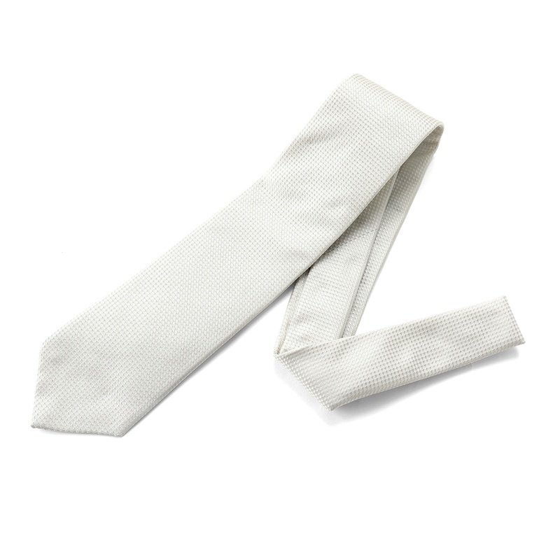 ルイジボレッリ LUIGI BORRELLI シルクフレスコソリッドネクタイ シルクジャカードソリッドネクタイ／2366（オフホワイト） | Silk Tie