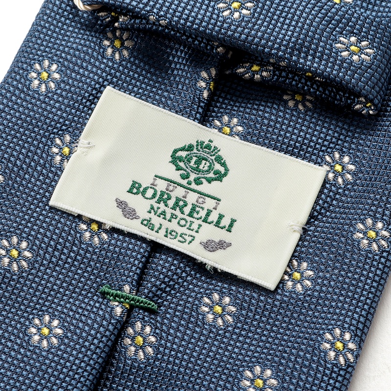 ルイジボレッリ ブランド ネクタイ シルク 小紋柄 花柄 総柄 PO メンズ ブルー LUIGI BORRELLI ﾅﾎﾟﾘ一流老舗 シルクジャカード花柄小紋柄ネクタイ／621065（ブルーネイビー基調