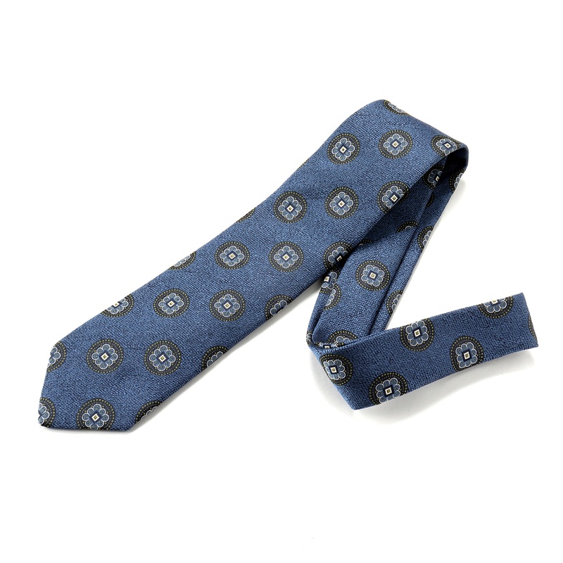 シルクジャカード小紋柄ネクタイ／621051（ブルー基調） | Silk Tie