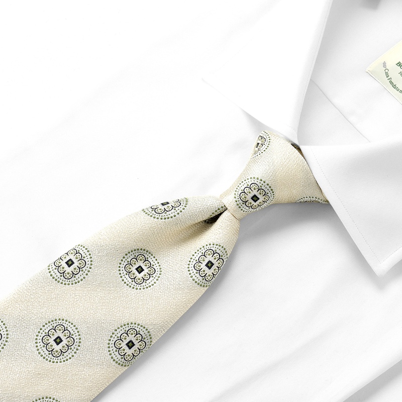 berun ネクタイ シルクジャカード小紋柄ネクタイ／621051（アイボリー基調） | Silk