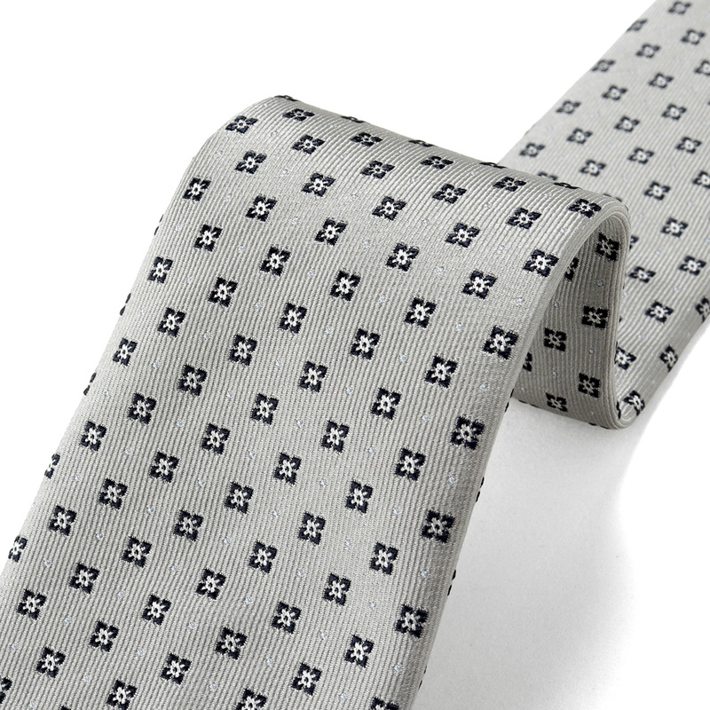 シルクツイル小紋柄ネクタイ／621057（グレー基調） | Silk Tie