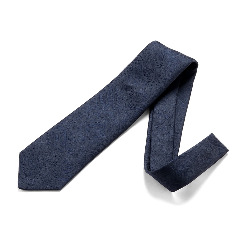 シルクジャカードペイズリーネクタイ／458066（ネイビー） | Silk Tie